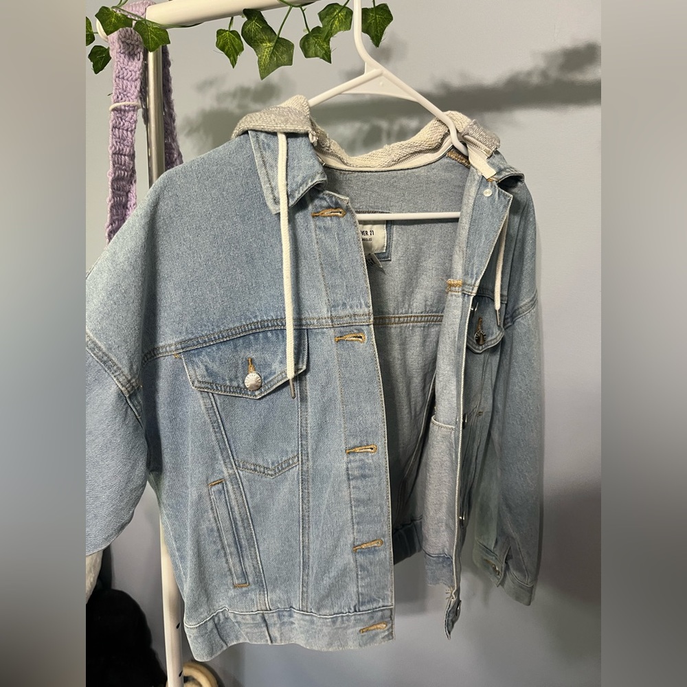Forever 21 jean jacket with built in hood.